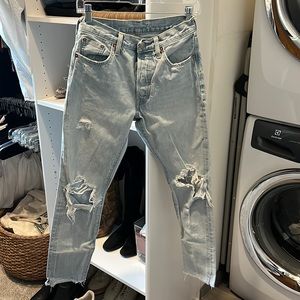 Levi’s 501 distressed denim